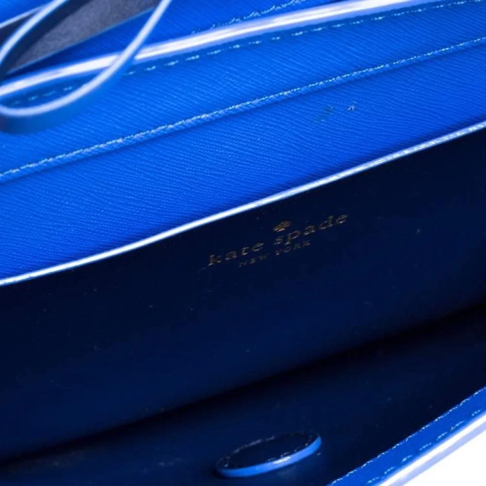 Kate Spade Blue Leather Bow Flap Crossbody Spacious Shoulder Bag 👜 Fits📱💄💵 - Picture 6 of 16